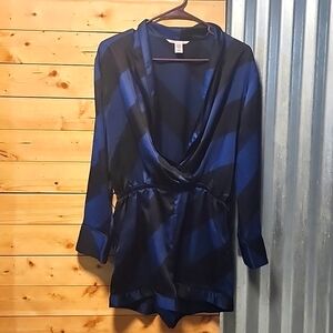 Victoria's Secret Navy and Black Satin Romper